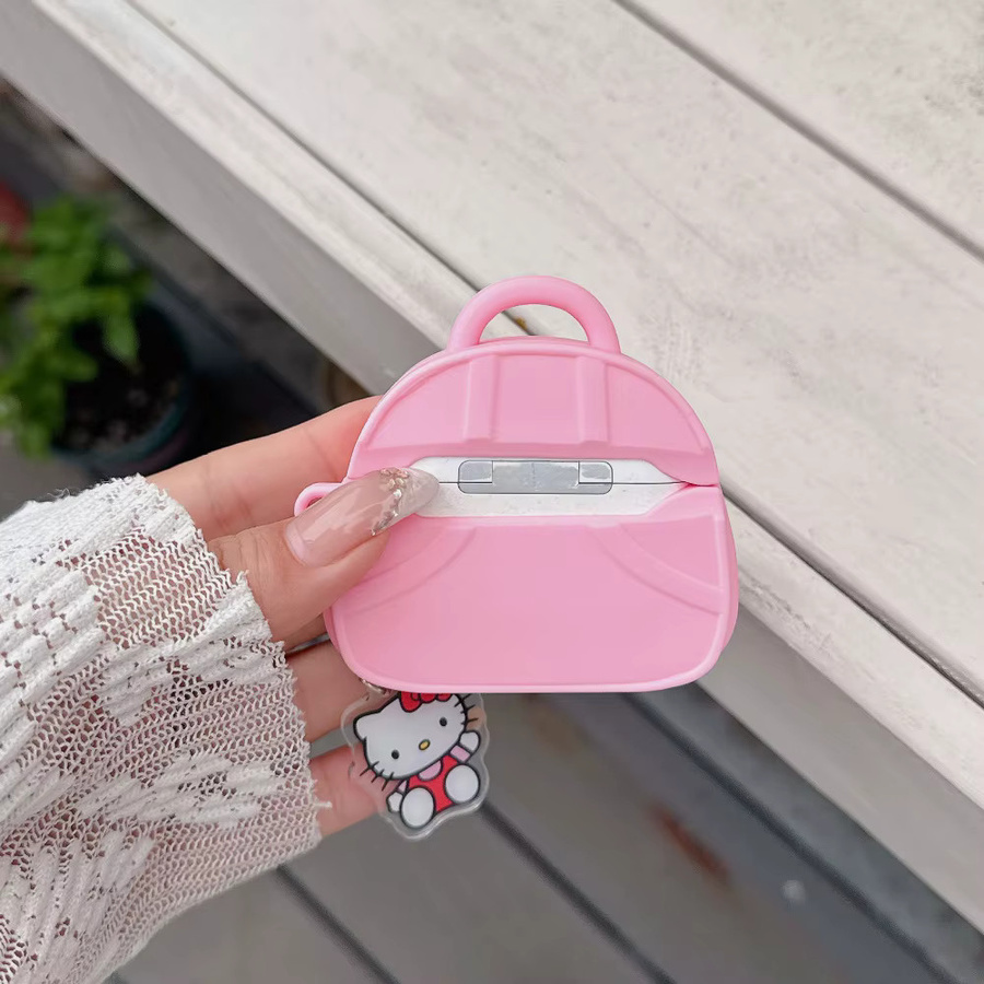 Rosa KT Schultaschen-Kopfhörerhülle für Apple AirPods 4, Pro 2, Pro 3 und Bluetooth-Kopfhörer inklusive KT-Anhänger - Bild 2