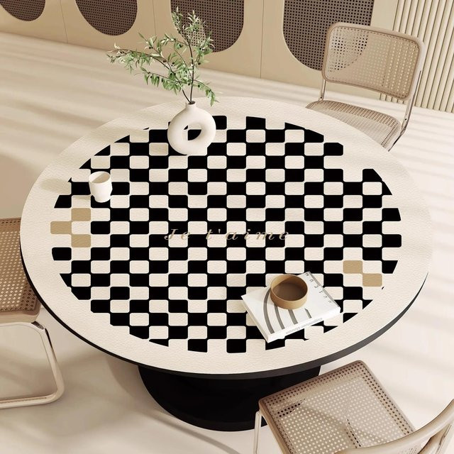 Runde wasserdichte Tischdecke von FQMM aus PVC in Schwarz, Durchmesser: 150 cm - Bild 1