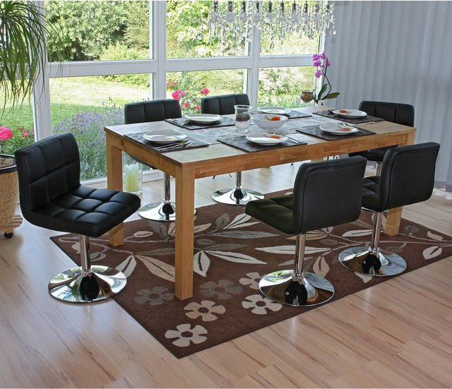 6er-Set MCW Esszimmerstühle Cadiz Drehstühle aus schwarzem Kunstleder mit Chromgestell - Bild 1