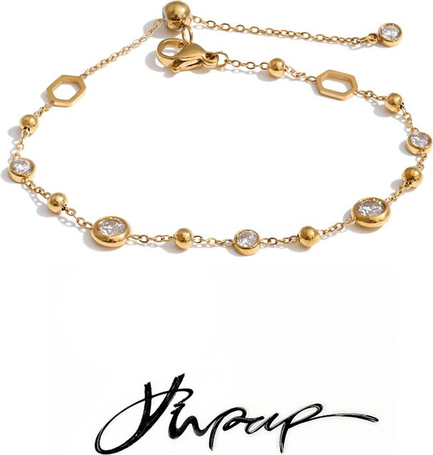 Yhpup Edelstahl-Armband, Zirkonia, Gold, Unisex - Bild 1