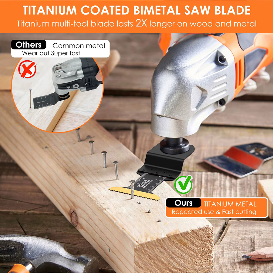 Toorise 5-teiliges Titan-Bimetall Sägeblatt-Set in Grau für Holz und Metall zur Verwendung mit Oszillierenden Multi-Tools und Renovierern - Bild 5