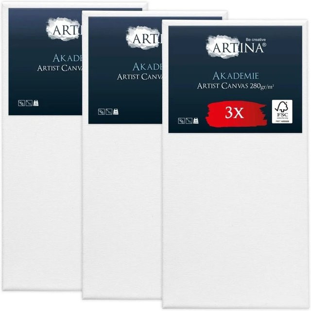 Artina Akademie Keilrahmen Set aus FSC Holz in Weiß, 3er Pack, B: 50 cm, H: 100 cm - Bild 1