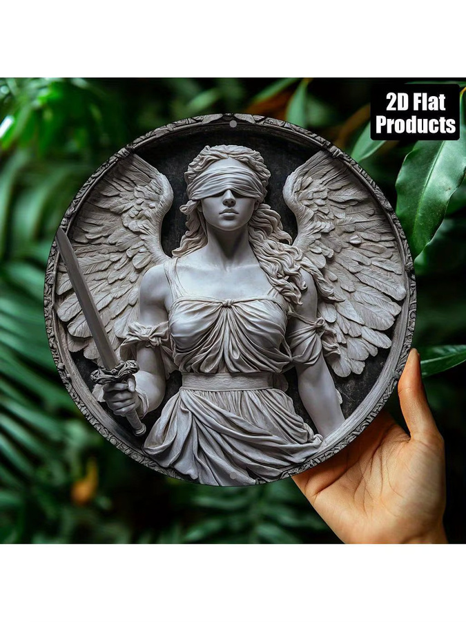 Rundes Aluminiumschild HELLOYOUNG Just Goddess of Justice in Grau als Wanddekoration mit Durchmesser: 20 cm - Bild 6