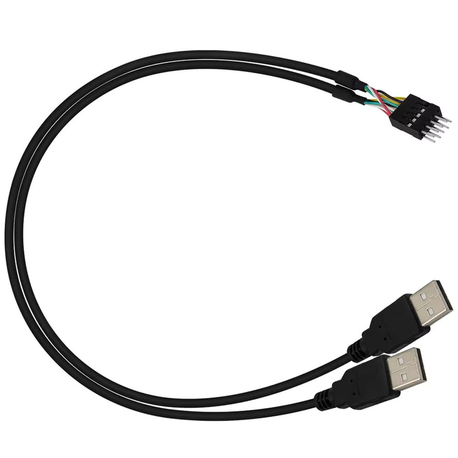 BSN USB 2.0 Dual Typ A auf 9-Pin Dupont 2,54mm Verlängerungskabel für PC DIY, Schwarz, Länge: 50 cm - Bild 3