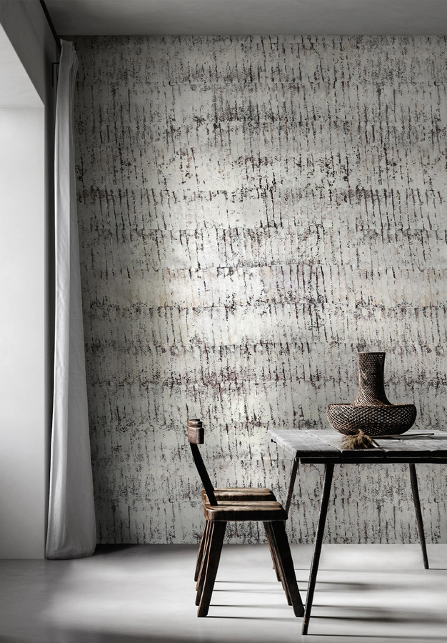 Isidore Leroy Mural Ecorce Wandtattoo Abstract in Grau mit Textur und Klebefläche B: 330 cm, H: 200 cm - Bild 1