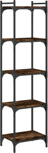 vidaXL Bücherregal mit 5 Böden in Räuchereiche und Metall im Industrial Design, B/T/H: 40 x 30 x 154 cm - Bild 1