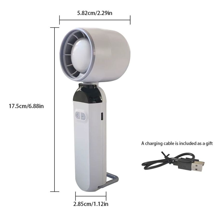 JIHUAN Mini USB-Klappventilator mit Digitalanzeige, wiederaufladbar, Blau - Bild 4