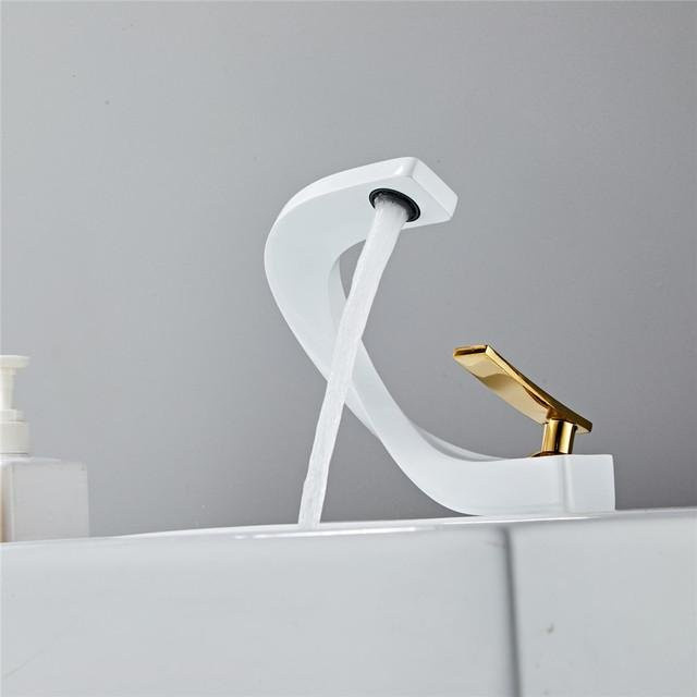 Tuqiu Waschtischarmatur moderne Einhebelmischbatterie aus Messing in Gold und Schwarz für dein Badezimmer - Bild 1