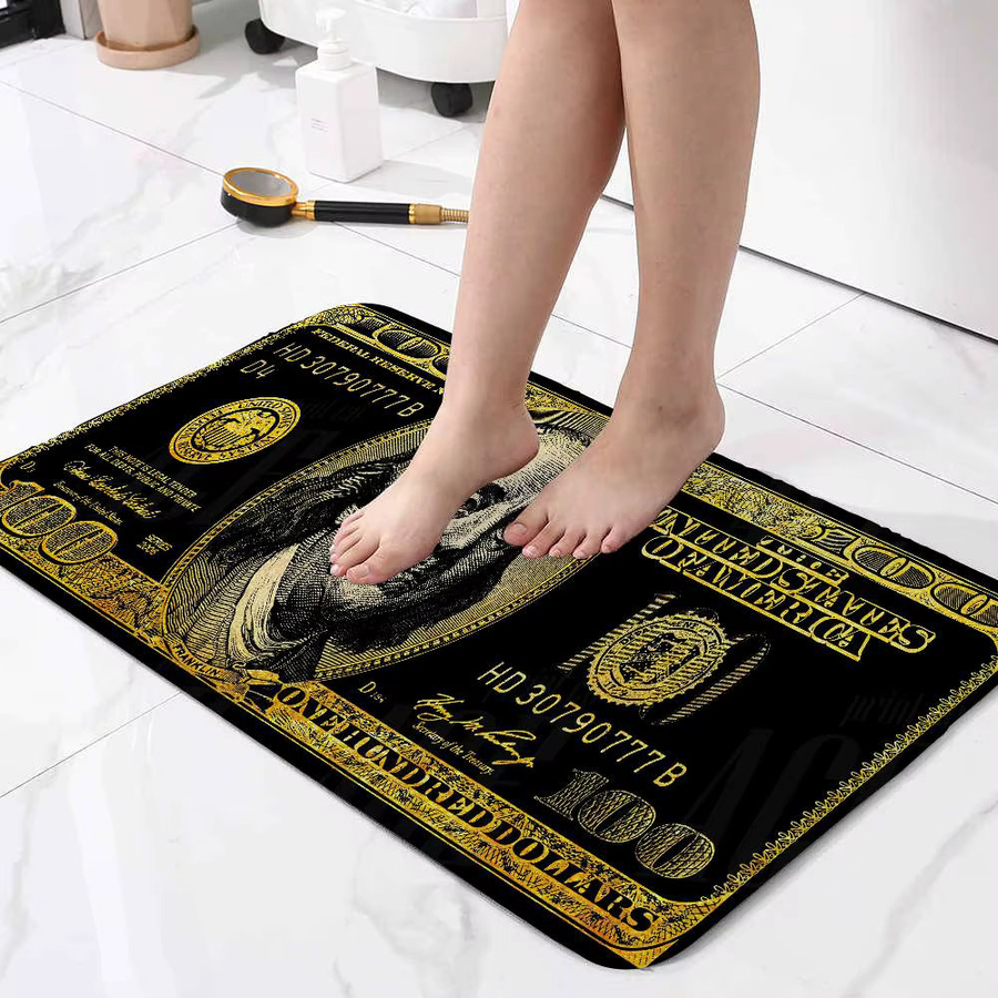 Moderner Dollar-Geld-Teppich von 52TOYS in Schwarz für Wohnzimmer und Schlafzimmer - Bild 3