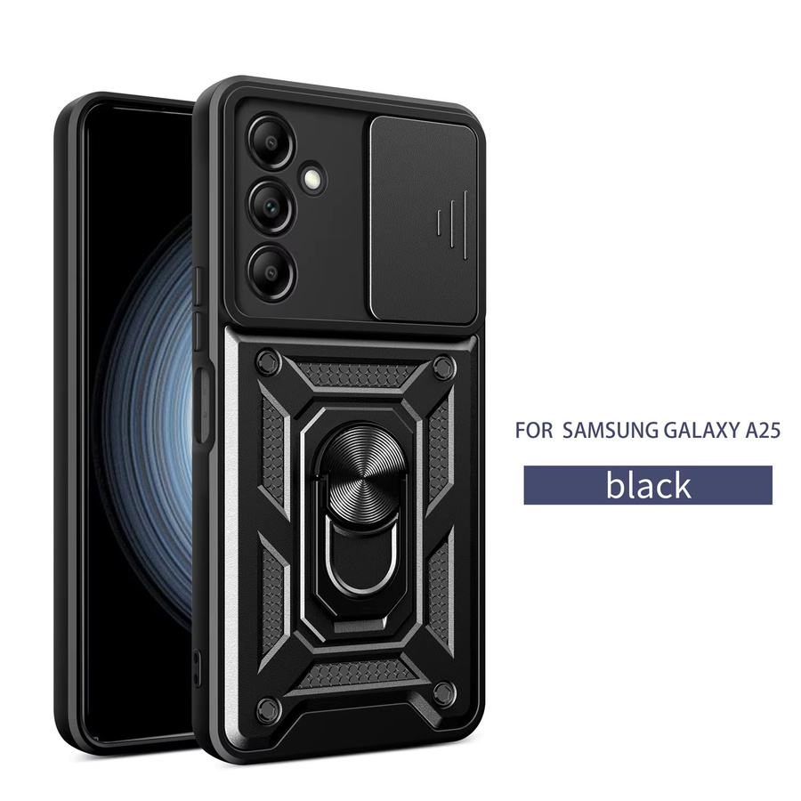 Samsung Galaxy A25 5G Magnetische Rückseite Schutzhülle mit Ringhalter und Kamera-Schutz in Schwarz - Bild 2