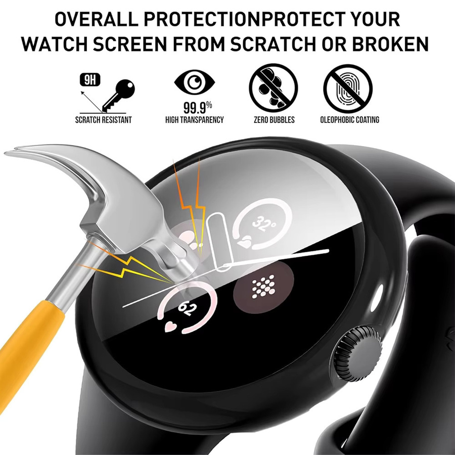 LCAPLE Hülle für Google Pixel Watch 2, Displayschutzfolie, Schwarz, Unisex - Bild 2