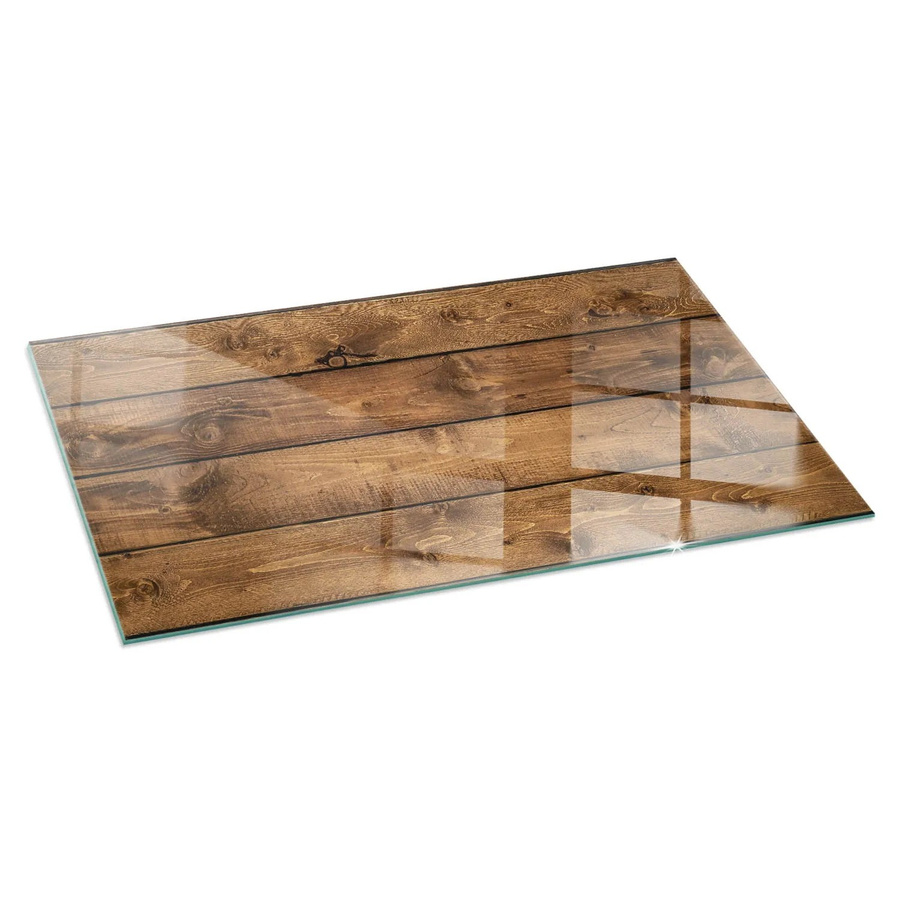 Tulup Glasplatte für Kamin in Braun mit Holzmaserung, B/T: 140 x 70 cm - Bild 2