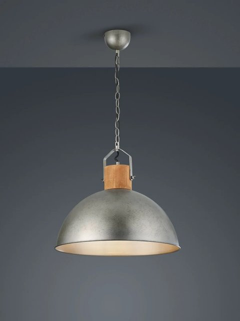 Trio Deckenlampe Delhi Vintage Pendelleuchte aus Metall und Holz in Nickel antik mit E27 Fassung - Bild 1