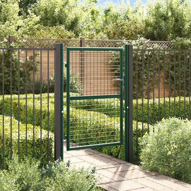 vidaXL Gartentor aus Stahl in Grün, B: 100 cm, H: 125 cm - Bild 2