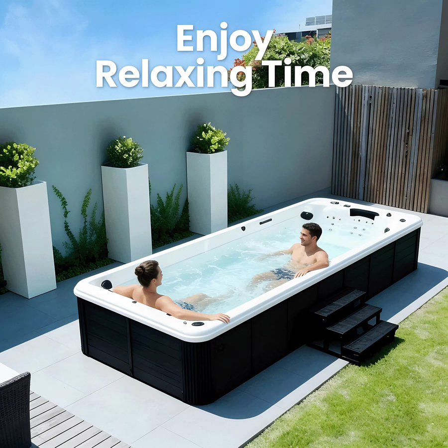 Freistehender Outdoor-Whirlpool mit Hydrotherapie-Wasserstrahlen für Familienmassage und Entspannung - Bild 4