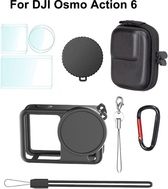 DJI Osmo Action 6 Zubehör-Set mit Silikonhülle, Displayschutzfolie und Objektivdeckel in Schwarz inklusive Aufbewahrungstasche - Bild 1