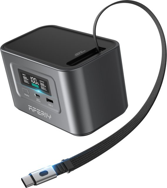 AFERIY Nano100 Tragbare Powerstation mit 100W Leistung, 99,2Wh Kapazität, integriertem Teleskop-Typ-C-Kabel und langlebigem LiFePO4-Akku - Bild 1
