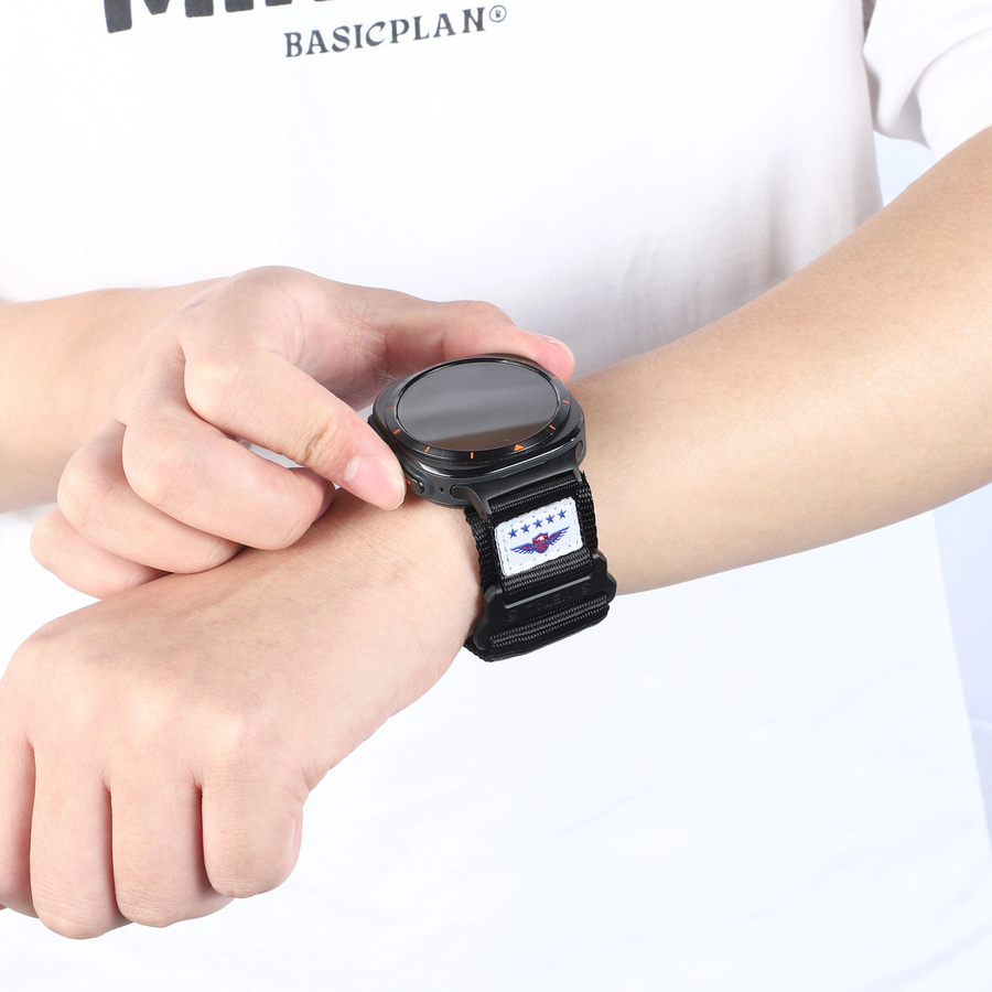 Uhrenarmband Nylon, Schwarz, Unisex, für Samsung Galaxy Watch Ultra 47mm - Bild 4