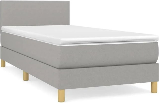 vidaXL Boxspringbett Hybrid mit Matratze und Taschenfederkern, Hellgrau, B/T/H: 100 x 200 cm - Bild 1
