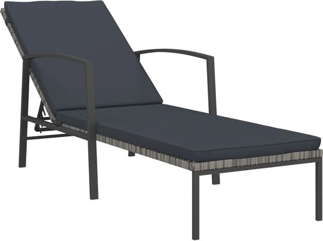Furnicato Sonnenliege Gartenserie aus Poly-Rattan in Grau mit verstellbarer Rückenlehne und Armlehnen, B/T/H: 195 x 60 x 53 bis 95 cm - Bild 1