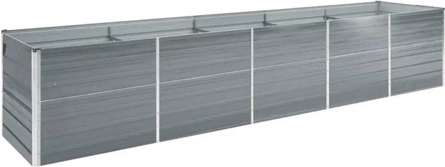 vidaXL Garten-Hochbeet aus verzinktem Stahl in Grau, B/T/H: 400 x 80 x 77 cm - Bild 1