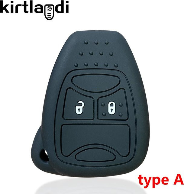 Silikon Schlüsselhülle in Schwarz für Chrysler Voyager, Pacifica, 300c, PT Cruiser, Dodge Caliber, Avenger, Jeep Grand Cherokee, Compass und Patriot - Bild 1