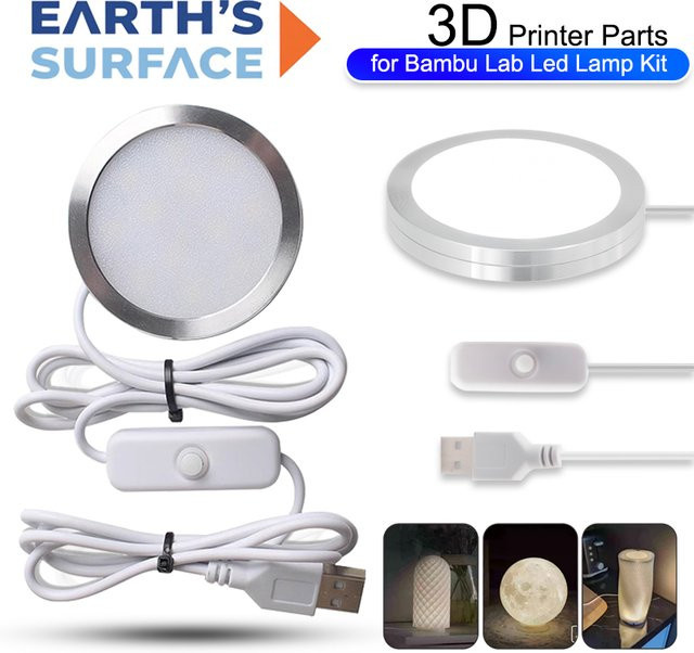 Bambu Lab LED-Lampen-Kit mit einstellbarem CCT-Licht, Weiß-Kalt-Warm Dual-Licht, USB-Anschluss und Schalter, Farbe: Weiß und Silber - Bild 1