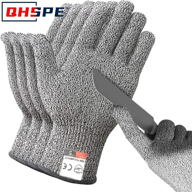 Schnittfeste Handschuhe aus HPPE in Grau für Küche und Garten zum Schutz beim Glas schneiden - Bild 1