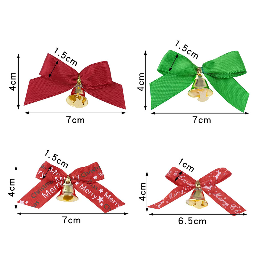 Rote Weihnachtsband-Schleifen mit Glöckchen und floralem Design für deine DIY-Geschenke, Hochzeiten und Partys - Bild 2
