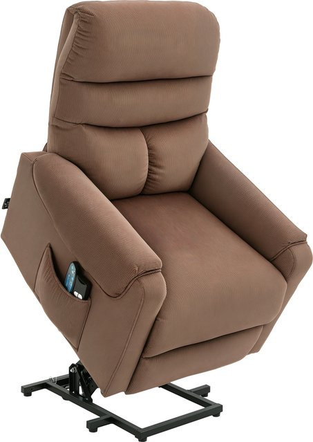 HOMCOM Fernsehsessel elektrischer Aufstehsessel mit Massagefunktion und Heizung in Hellbraun, B/T/H: 79 x 97 x 103 cm - Bild 1
