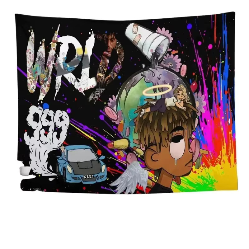 VIKAMA Juice WRLD Wandteppich Hip-Hop Graffiti Wandbehang in Multicolour, B: 60 cm, H: 40 cm - Bild 5