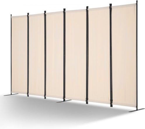VEVOR Raumteiler mit 6 Paneelen aus Eisen und Oxford-Gewebe, faltbarer Sichtschutz und freistehende Trennwand für Büro, Schlafzimmer oder Arbeitszimmer, Beige, B/H/T: 311 x 180,5 x 45 cm - Bild 1