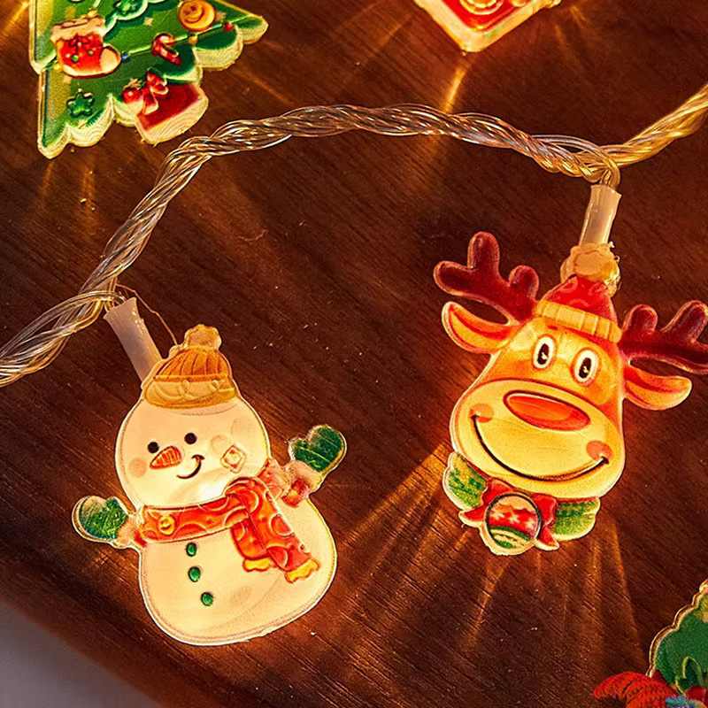 Feimefeiyou Acryl LED Lichterkette als Vorhang mit Schneemann und Weihnachtsmann in Warmweiß und Multicolour für Weihnachten und Partys - Bild 6
