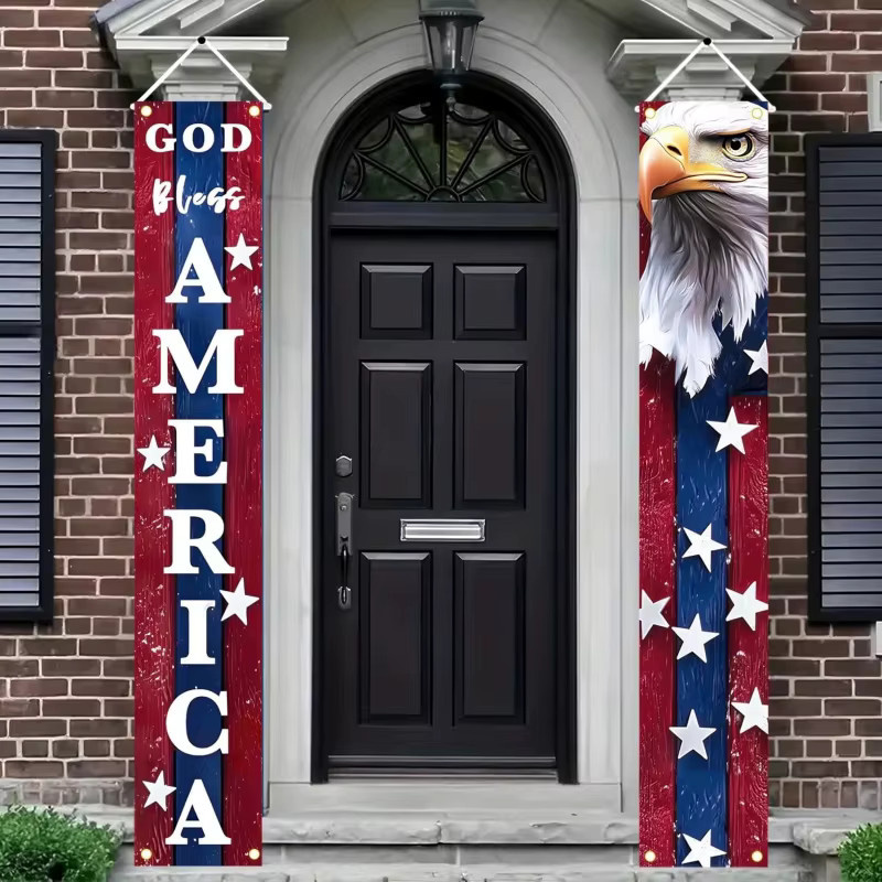 VIKAMA Türbanner zum 4. Juli mit amerikanischer Flagge als patriotische Party-Dekoration für draußen, B/H: 30 x 180 cm, Mehrfarbig - Bild 4