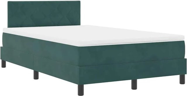 vidaXL LED Boxspringbett mit Matratze Dunkelgrün Samt B/T: 120 x 190 cm - Bild 1