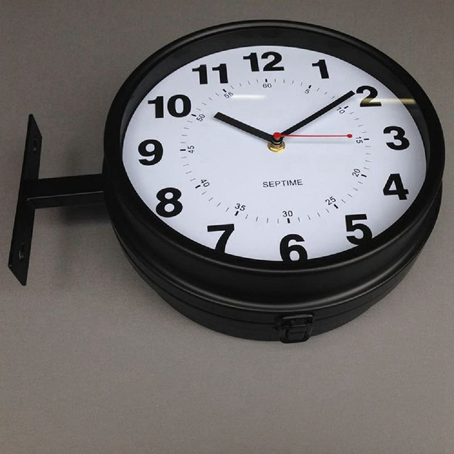 SISBRLR Doppelseitige Wanduhr im Retro-Stil, Schwarz, Analog und Geräuschlos - Bild 4