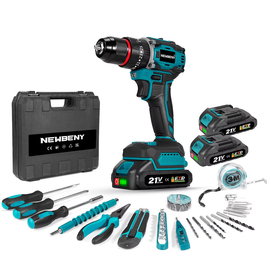 NEWBENY 3 in 1 Bürstenloser Akku-Schlagbohrschrauber mit 80Nm Drehmoment, kompatibel mit Makita 18V LXT Akkus - Bild 6