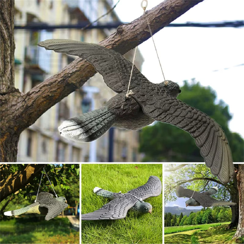 3D Fliegender Falke als Vogelscheuche und Dekoration in Grau aus Kunststoff zur Schädlingsbekämpfung im Garten und Hof - Bild 3