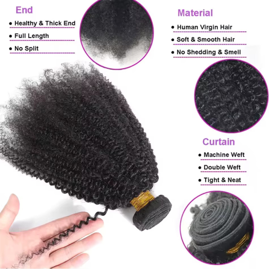 Dula A Hair Afro Kinky Curly Echthaar-Bündel, Unbehandeltes Jungfrauenhaar - Bild 4
