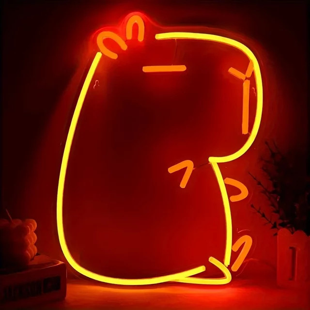 LED Wanddekoration Kapibara in Gelb als dekorative Leuchtreklame für dein Zimmer - Bild 1