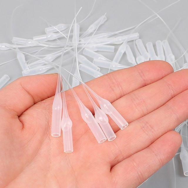 100 Stück Präzisions-Applikator Düsen aus Kunststoff für Kleberflaschen, transparente Kleber-Extender-Spitzen für exaktes Arbeiten - Bild 1