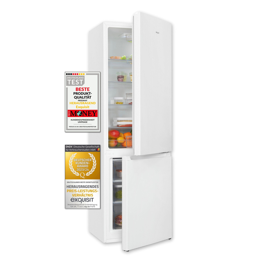 Exquisit Kühl-Gefrierkombination KGC5265-70-010E in Weiss mit umkehrbarer Tür und LED-Innenbeleuchtung, B/T/H: 55,8 x 68,7 x 198,0 cm - Bild 1