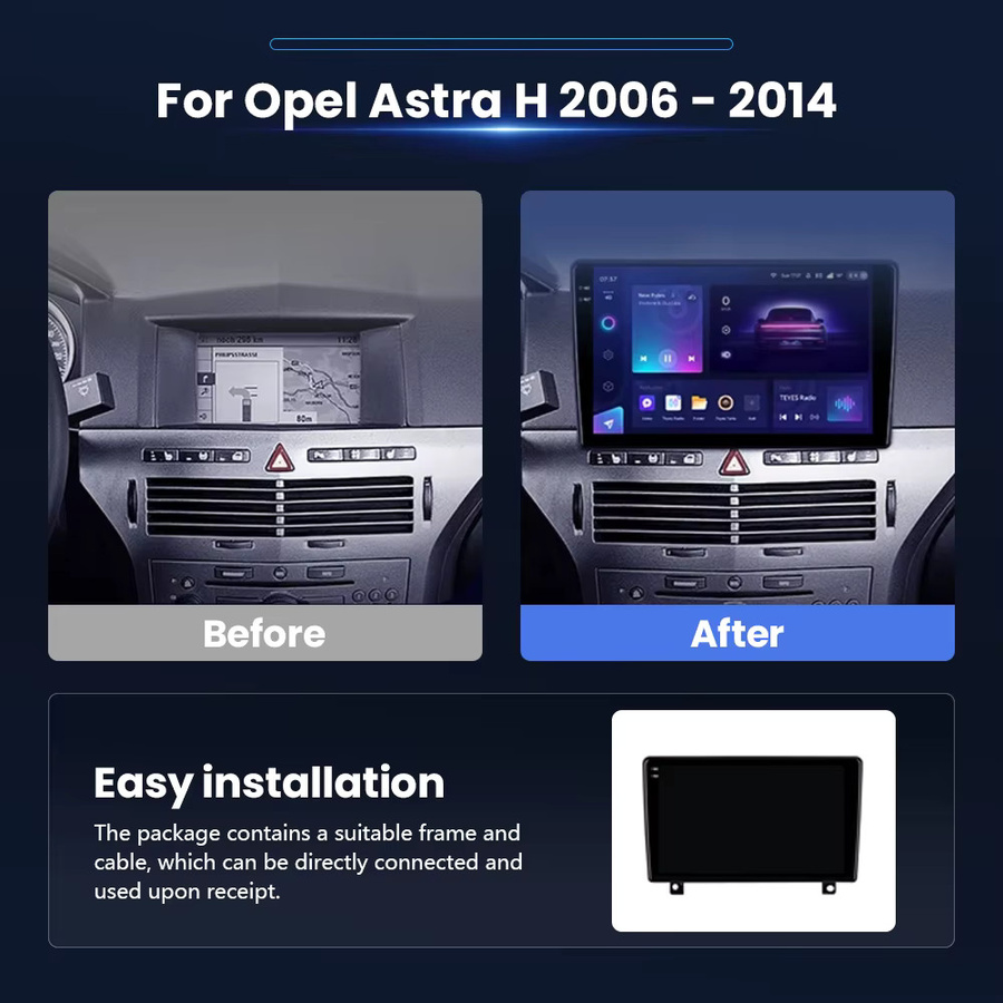 RSNAVI Android 16 Autoradio mit Carplay und GPS Navigation für Opel Astra H 2006 - 2014, 2Din Stereo Multimedia Head Unit, Schwarz - Bild 2