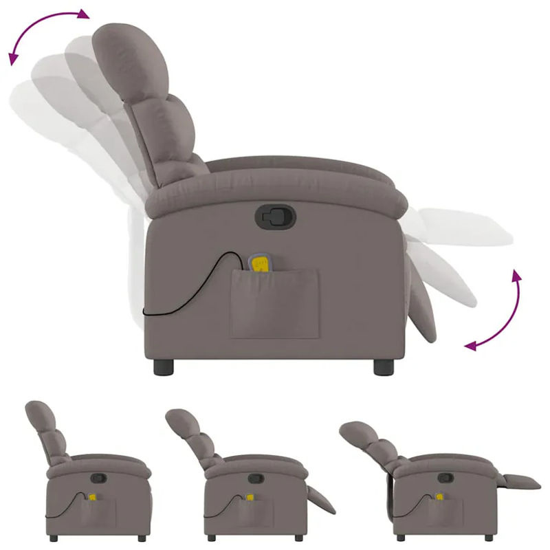 Vidaxl Ausklappbarer Massagesessel Relaxsessel in Taupe Meliert mit Stoffbezug - Bild 6