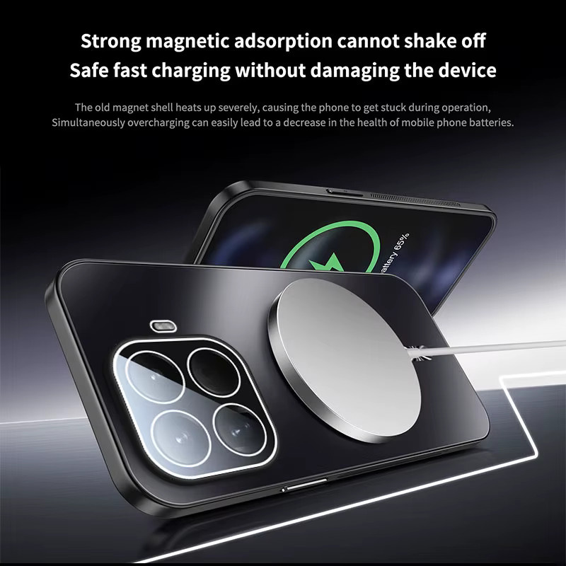 AG Matte Rückseite Magnetische Kabellose Ladehülle für Xiaomi 17T Pro 17T 15T Pro 15T mit Glaslinsenschutz und Fallschutz in Orange - Bild 4