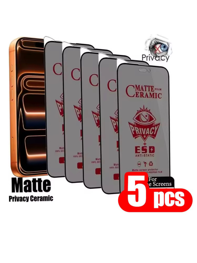 5er Pack Caynes Anti-Spy Keramik Membran Schutzfolie für iPhone 17 Pro Max 16 15 14 13 12 11 mit Privacy-Funktion und Soft Frosted Oberfläche - Bild 4