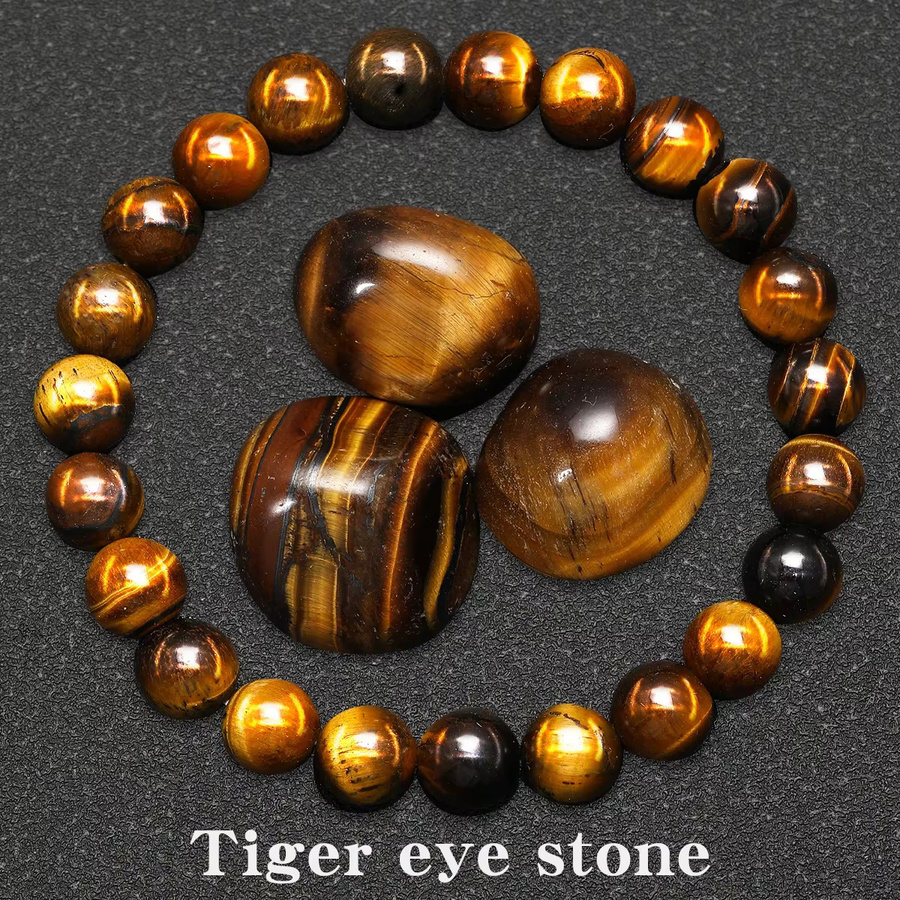 SANSWL Armband Tigerauge Naturstein, 8mm, Perle, Bunt, Unisex - Bild 2