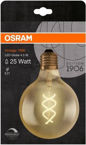 Osram Vintage 1906 LED Lampe Globe Dimmable E27 Gold/Messing 4W 300 lm 2000 K Warmweiß - Bild 1