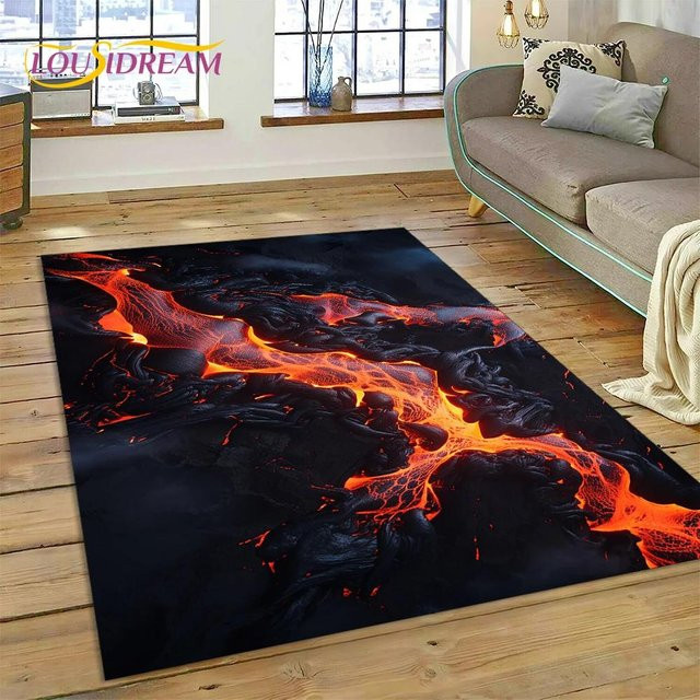 Karpetti Vulkan 3D Lava Magma Teppich, Schwarz, B/T: 120 x 80 cm - Bild 1