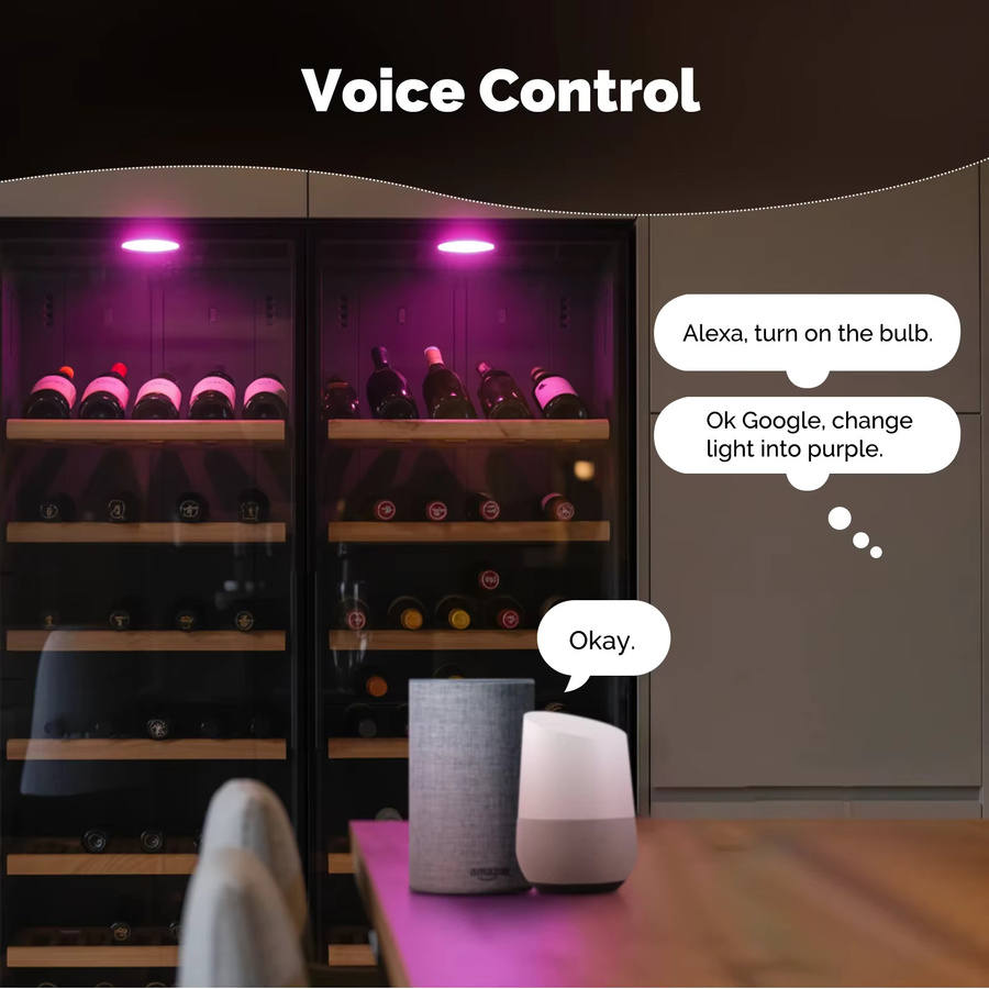 MOES Tuya ZigBee Smart LED Lampe GX53 in Weiß mit Musik-Synchronisation, RGB und dimmbarer Helligkeit via App oder Sprachsteuerung - Bild 4